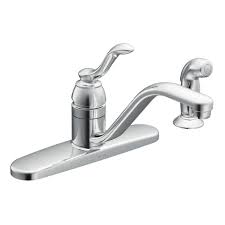 Kitchen sink faucets at menards. Moen Banbury Single Handle Standard Kitchen Faucet With Side Sprayer In Chrome Ca87528 The Home Depot