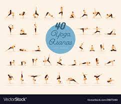 40 yoga asanas with names royalty free