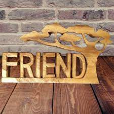 Carved Wooden Word Art Friend