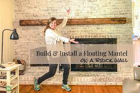 diy floating fireplace mantel on brick