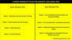 4 week workout plan for weight loss