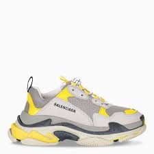 Yellow And Grey Triple S Sneakers