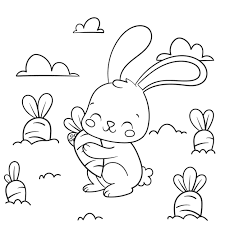 free vector cute coloring book with bunny