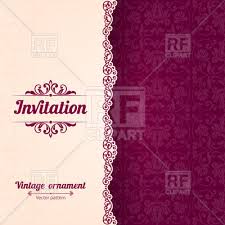 Invitation Card Template With Curly Border And Damask Background Stock Vector Image