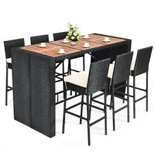 7 Pieces Patio Rattan Wicker Dining