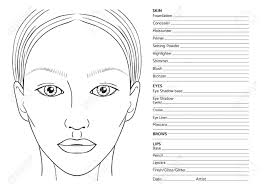 Female Face Chart Blank For Professional Make Up Artists