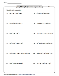 The best source for free algebra worksheets. Simplifying Algebraic Expression Worksheets