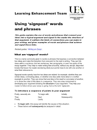 using signpost words and phrases pdf argument essays 