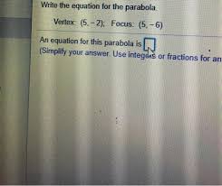 Equation For The Parabola Vertex