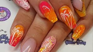 tropical brights acrylic nails summer