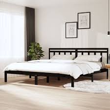 Bed Frame Black Solid Wood 180x200 Cm