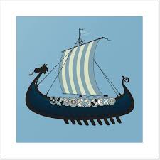 Blue Viking Ship Vikings Posters