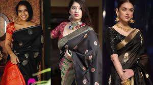 elegant black silk saree collection and