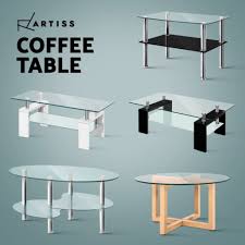 Artiss Coffee Table Glass Side Tables