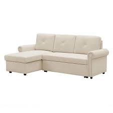 Rolled Arm 2 Piece Linen Sectional Sofa