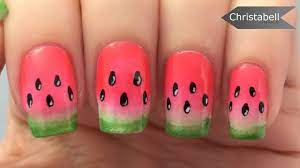 easy watermelon nail art tutorial you