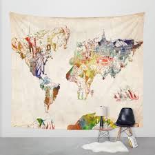 World Map Wall Tapestry By Bekim Art