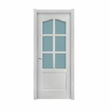 Hinged White Wooden Glass Door For Office