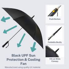 Fan Umbrella Black Uv Parasol With