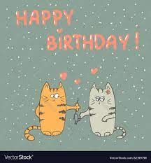 cute cats in love happy birthday card