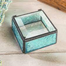 Glass Box Turquoise Blue Jewelry Box