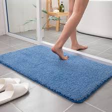 1pc solid color long plush bathroom mat