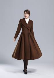 Brown Princess Wool Coat Women Winter