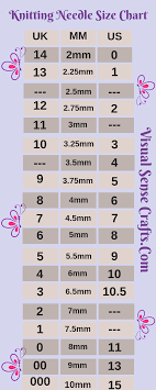 Knitting Needle Size Chart Free Visual Sense Crafts