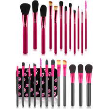 miss rose 12pcs fuchsia makeup brushes