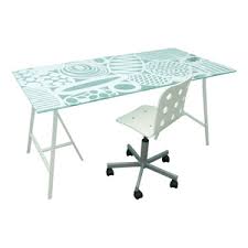 The owner has used the frame to form the basis of the glass desk. Lot Art Ikea Glasholm Glass Top Desk With Jules Chair