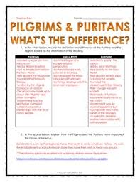 13 Colonies Pilgrims Vs Puritans Reading And Comparison Chart And Key