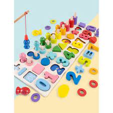 Bộ đồ chơi trí tuệ cho bé học ghép chữ số tập đếm hình khối màu sắc bằng gỗ Đồ  chơi phát triển kĩ năng cơ bản
