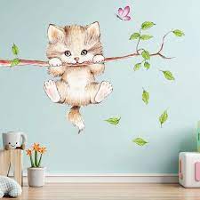 New Cute Cat Wall Sticker Branches
