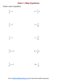 1 Step Equation Multiply Divide