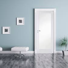 Frosted glass door with its sandblast finish is made of toughened safety glass, creating privacy in any office or home. White Shaker 1 Light Frosted Internal Door Green Tree Doors