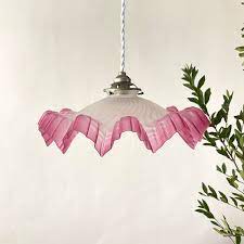 Vintage Frilly Pink Pendant Lamp Kit