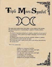 Check spelling or type a new query. Book Of Shadows Page Triple Moon Symbol Goddess Chant Moon Symbols Pagan Symbols Wicca