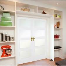 frosted glass white primed double door