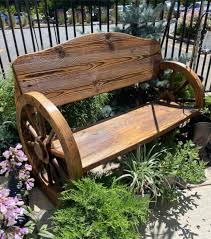 wooden wagon wheel bench wilco farm