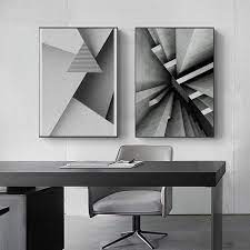 Abstrait géométrique Tableau sur toile bâtiment moderne noir blanc espace  affiche imprime Tableau art photo salon décor-40x60cmx2 sans cadre :  Amazon.fr: Cuisine et Maison