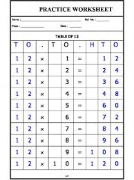 12 times table tables multiplication maths