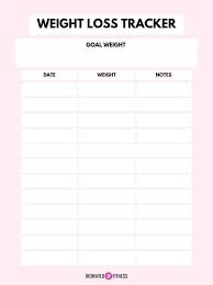 free printable weekly weight loss