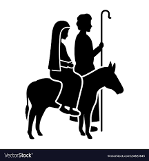 Virgin mary in mule and saint joseph silhouettes Vector Image