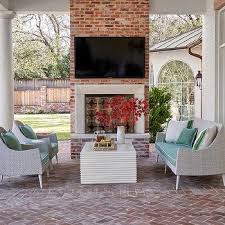 White Brick Outdoor Fireplace Design Ideas