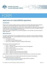 Application For Initial Cricos Registration