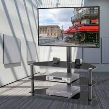 tv stand with tv mount 3 tier glass tv