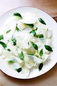 shaved kohlrabi salad with basil and