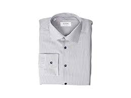 Eton Mens Contemporary Fit Textured Solid Dress Shirt Blue