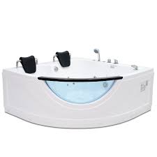 Low price discount deal available here at hot tubs depot buy now 2 two person indoor whirlpool massage hydrotherapy white bathtub tub with bluetooth, free. Homeward Bath Chelsea 59 In X 59 In 2 Person Corner Rounded Whirlpool Bathtub The Home Depot Canada