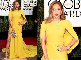 yellow gown at golden globes